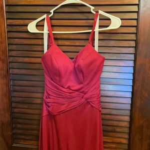 Floor length burgundy dress